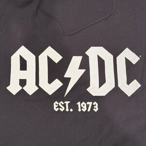 AC/DC Black Graphic Crop Tee with White Logo